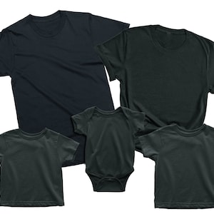 Family black t-shirts mockup.