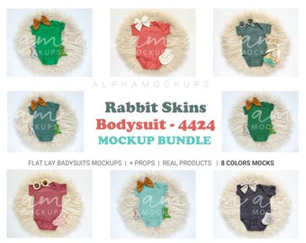 Paquete 4424 Maquetas de bodies Rabbit Skins: Maquetas de fotos planas para bebés (Descarga digital)
