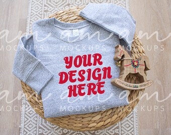 Sudadera de cuello redondo para niño pequeño Rabbit Skins color gris jaspeado 3317 (descarga digital)