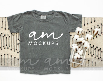 Comfort Colors Youth Pepper T-Shirt Mockup: JPEG Flatlay (Digital Download)