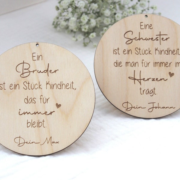 Personalisiertes Holzschild für die Schwester/ den Bruder - Kindheit - Geschwister