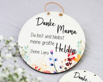 Personalisiertes Holzschild - Muttertag - Beste Mama - Mama Heldin - Personalisiertes Geschenk für die Mama