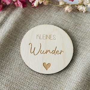 Holzplättchen "Kleines Wunder/ Unser kleines Wunder" - Fotoshooting Babybauch - Kleines Wunder - Schwangerschaft -Baby- Lasergravur