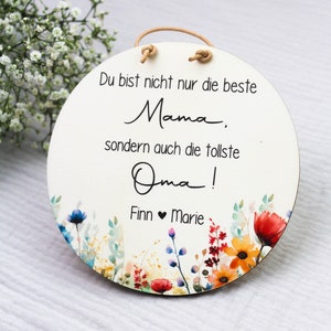 Personalisiertes Holzschild - Muttertag - Beste Mama und Oma - Personalisiertes Geschenk für die Mama und Oma - Beste Oma