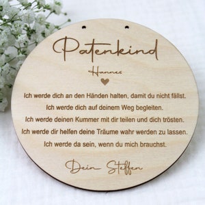 Personalisiertes Holzschild für das Patenkind Geschenk Patentante/Patenonkel Patenkind Patenbrief Taufzeugin imagem 2