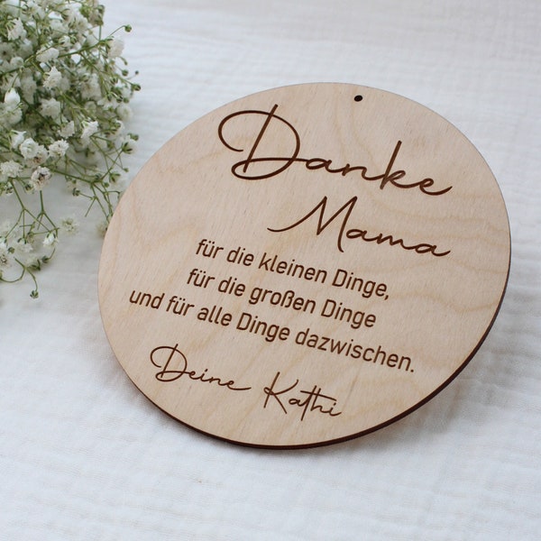 Danke Mama - Personalisiertes Holzschild - Geschenk Muttertag - Beste Mama - Danke für alles, Mama