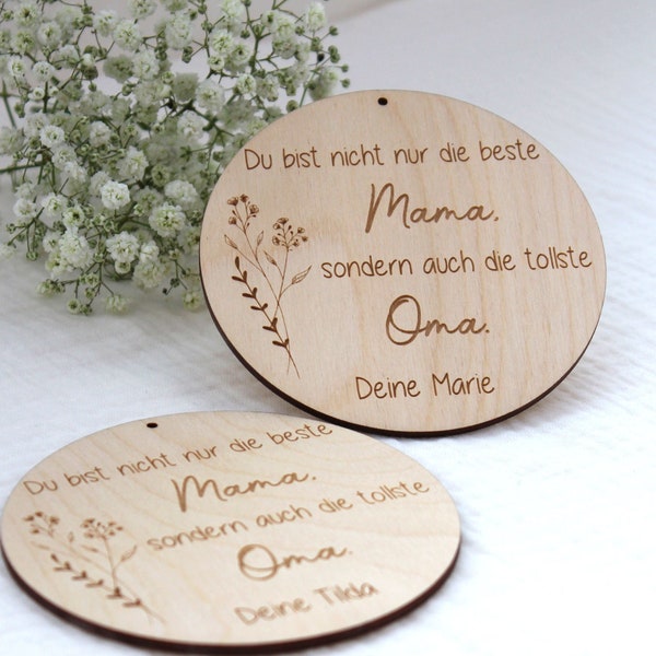 Du bist nicht nur die beste Mama - Personalisiertes Holzschild Mama und Oma - Geschenk Mama/ Oma - Enkelkind/er- Muttertag