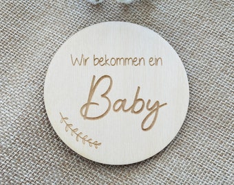 Holzplättchen "Wir bekommen ein Baby" - Schwangerschaftsverkündung - Fotoshooting Schwangerschaft - Baby