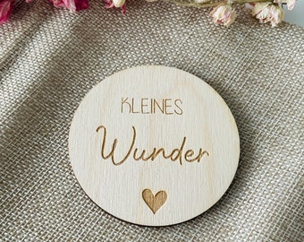 Holzplättchen "Kleines Wunder/ Unser kleines Wunder" - Fotoshooting Babybauch - Kleines Wunder - Schwangerschaft -Baby- Lasergravur