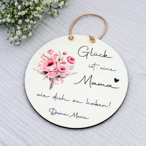 Personalisiertes Holzschild Muttertag Beste Mama Personalisiertes Geschenk für die Mama Glück ist, eine Mama wie dich zu haben image 1