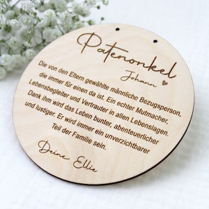 Personalisiertes Holzschild für den Patenonkel - Geschenk Patenonkel - Patenkind - Taufgeschenk