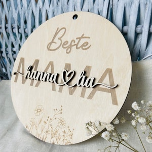 Personalisiertes Holzschild "Beste MAMA mit Namen" - Geschenk Muttertag - Mama - Holzschild 3D Optik - Personalisiertes Geschenk
