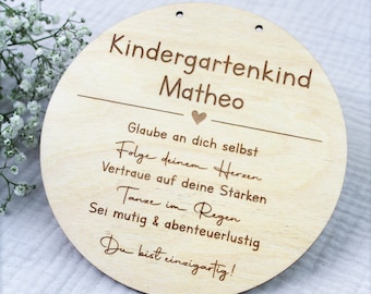 Personalisiertes Holzschild für das Kindergartenkind - Wünsche für den KitaStart - Affirmation Kita - Kindergarten