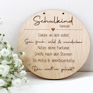 Schulkind - Personalisiertes Holzschild mit Name - Einschulung - Geschenk Schulkind - Einschulung 2024 - Affirmation Kinder