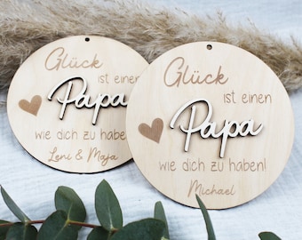 Personalisiertes Holzschild "Glück ist einen Papa wie dich zu haben" - Geschenk Papa - Personalisiertes Geschenk für den Papa