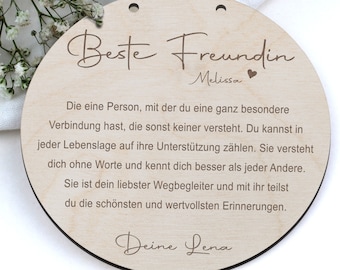 Geschenk Beste Freudin - Personalisiertes Holzschild für die beste Freundin - Holzschild - Geburtstagsgeschenk - Lieblinsgmensch