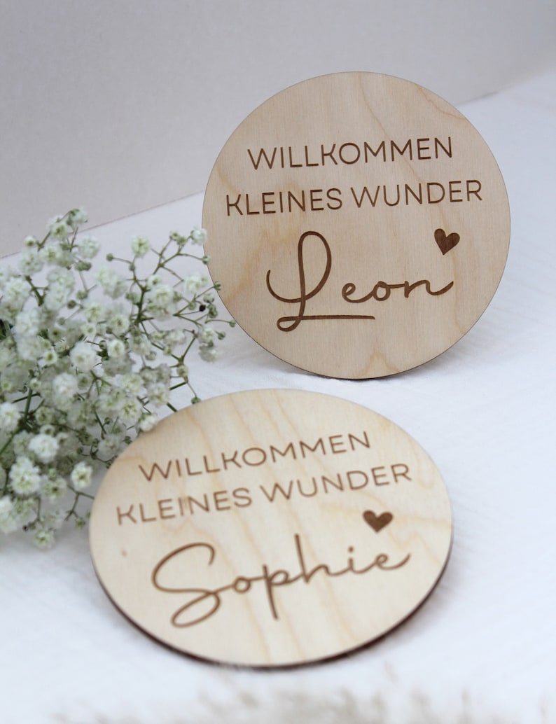 Personalisiertes Holzschild WILLKOMMEN KLEINES WUNDER Fotoshooting New Born Hallo Welt Bild 7