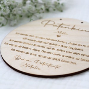 Personalisiertes Holzschild für das Patenkind Geschenk Patentante/Patenonkel Patenkind Patenbrief Taufzeugin Bild 4