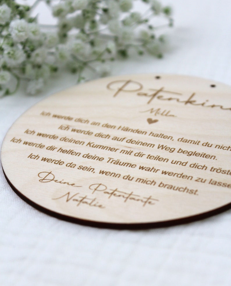 Personalisiertes Holzschild für das Patenkind Geschenk Patentante/Patenonkel Patenkind Patenbrief Taufzeugin imagem 4