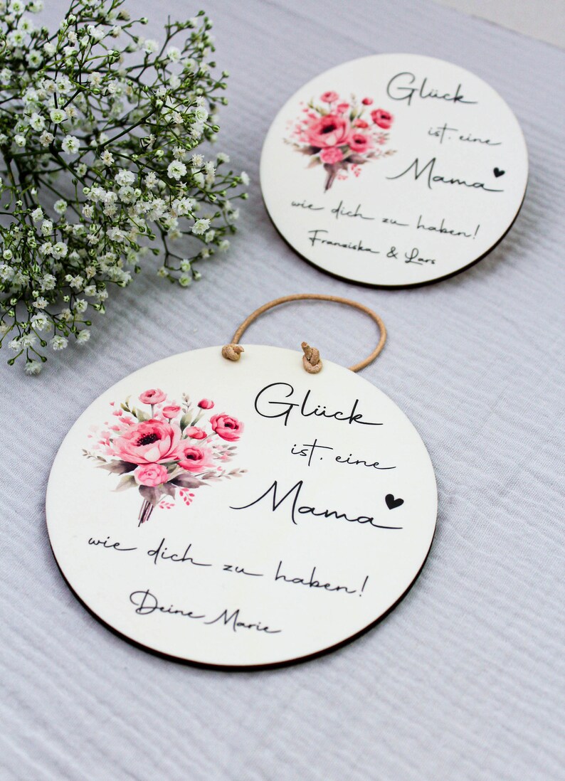 Personalisiertes Holzschild Muttertag Beste Mama Personalisiertes Geschenk für die Mama Glück ist, eine Mama wie dich zu haben image 5