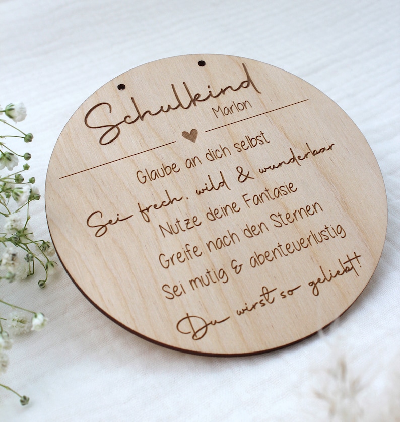 Schulkind Personalisiertes Holzschild mit Name Einschulung Geschenk Schulkind Einschulung 2024 Affirmation Kinder Bild 5