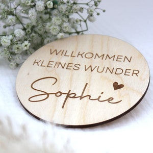 Personalisiertes Holzschild WILLKOMMEN KLEINES WUNDER Fotoshooting New Born Hallo Welt Bild 5