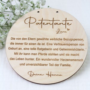 Personalisiertes Holzschild für die Patentante - Geschenk Patentante - Patenkind - Taufgeschenk
