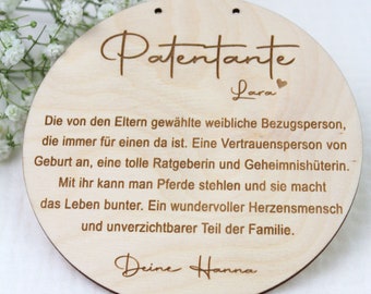 Personalisiertes Holzschild für die Patentante - Geschenk Patentante - Patenkind - Taufgeschenk