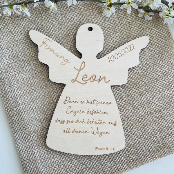 Personalisierter Engel - Geschenk Taufe/ Kommunion/ Firmung - Holzengel Taufe/ Kommunion/ Firmung/Konfirmation - Geschenk Paten