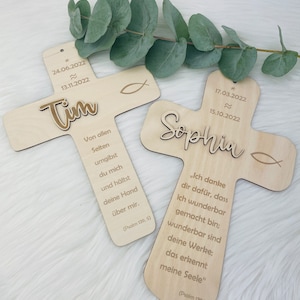 Personalisiertes Taufkreuz mit Taufspruch - Taufgeschenk - Holzkreuz - Paten - Pate- Taufspruch - Personalisiertes Kreuz - Taufdeko