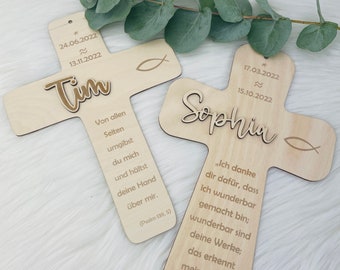 Personalisiertes Taufkreuz mit Taufspruch - Taufgeschenk - Holzkreuz - Paten - Pate- Taufspruch - Personalisiertes Kreuz - Taufdeko