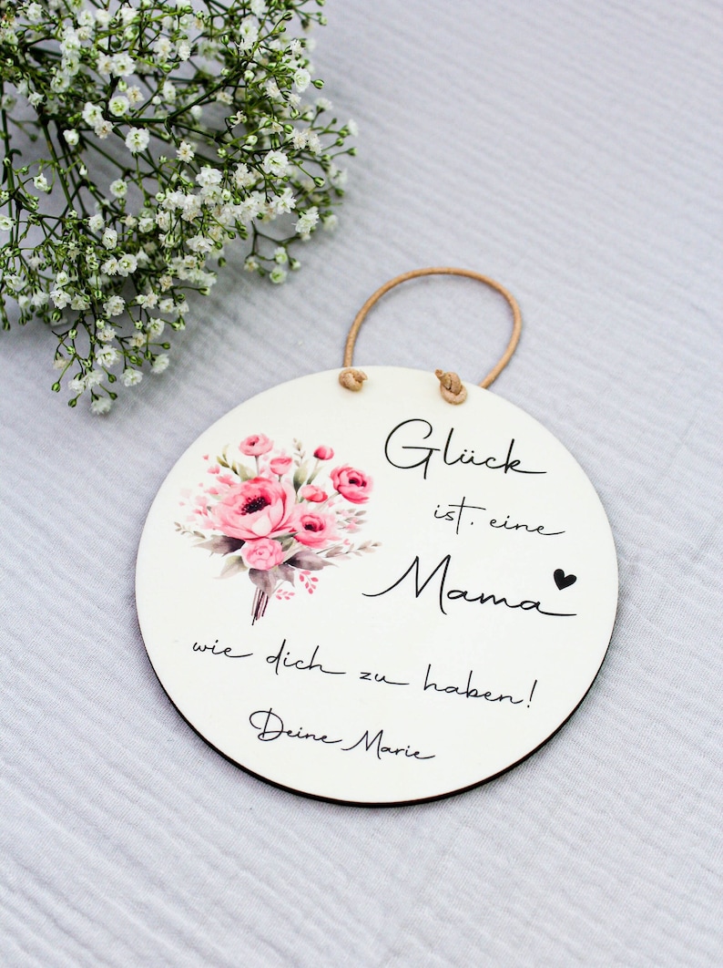 Personalisiertes Holzschild Muttertag Beste Mama Personalisiertes Geschenk für die Mama Glück ist, eine Mama wie dich zu haben image 1