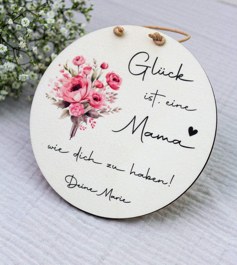 Personalisiertes Holzschild Muttertag Beste Mama Personalisiertes Geschenk für die Mama Glück ist, eine Mama wie dich zu haben image 3