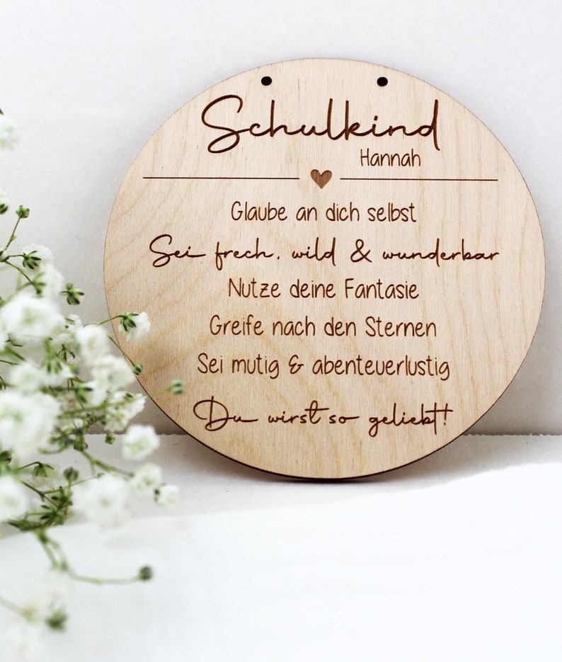 Schulkind Personalisiertes Holzschild mit Name Einschulung Geschenk Schulkind Einschulung 2024 Affirmation Kinder Bild 1