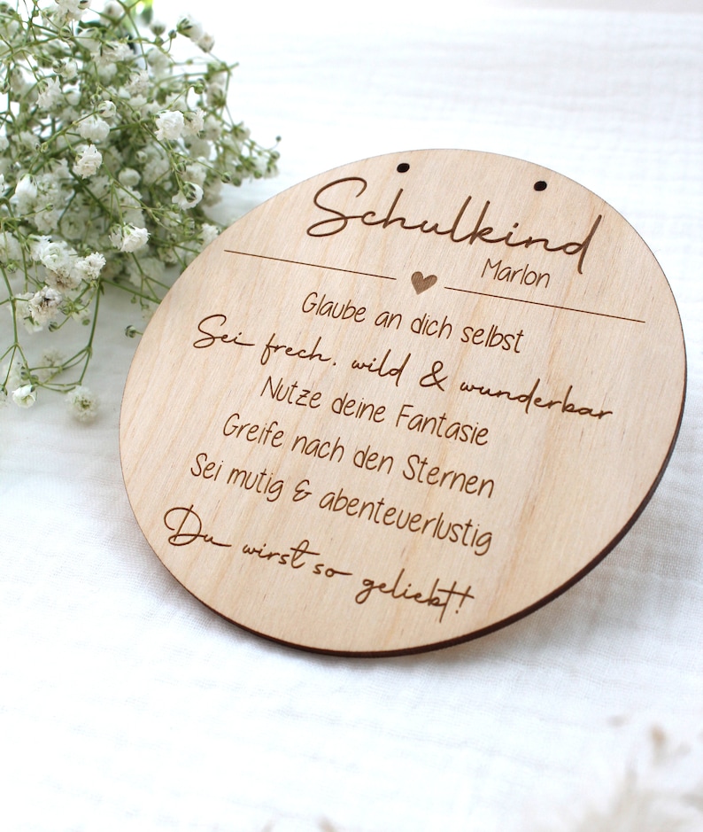 Schulkind Personalisiertes Holzschild mit Name Einschulung Geschenk Schulkind Einschulung 2024 Affirmation Kinder image 2