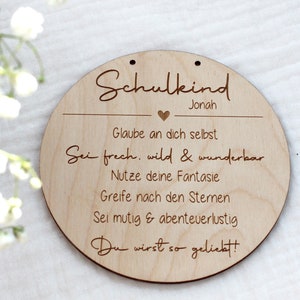 Schulkind Personalisiertes Holzschild mit Name Einschulung Geschenk Schulkind Einschulung 2024 Affirmation Kinder image 4