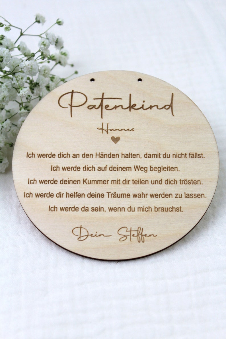 Personalisiertes Holzschild für das Patenkind Geschenk Patentante/Patenonkel Patenkind Patenbrief Taufzeugin imagem 2