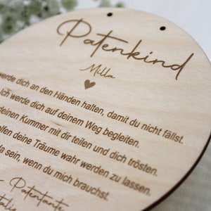Personalisiertes Holzschild für das Patenkind Geschenk Patentante/Patenonkel Patenkind Patenbrief Taufzeugin imagem 3