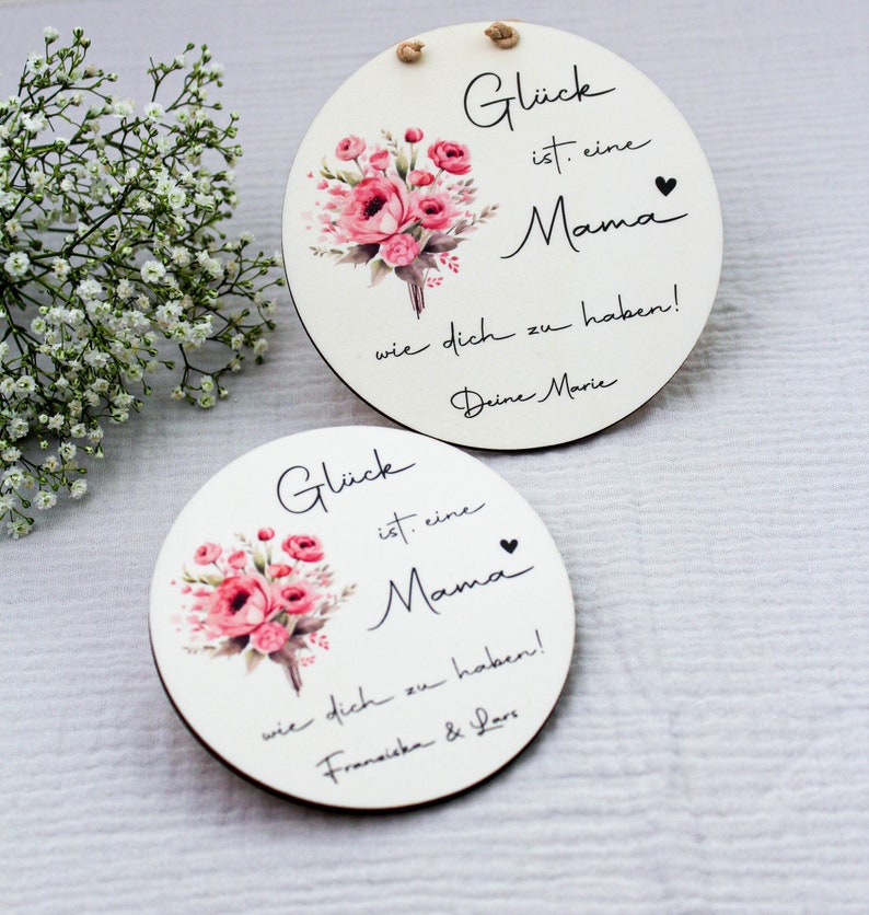 Personalisiertes Holzschild Muttertag Beste Mama Personalisiertes Geschenk für die Mama Glück ist, eine Mama wie dich zu haben image 2