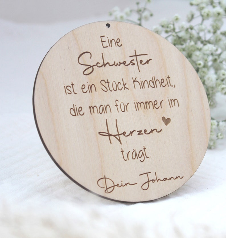 Personalisiertes Holzschild für die Schwester/ den Bruder Kindheit Geschwister Schwester