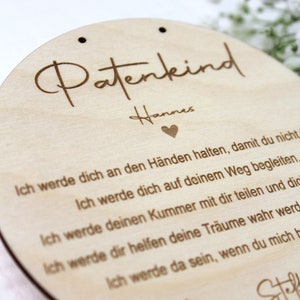 Personalisiertes Holzschild für das Patenkind Geschenk Patentante/Patenonkel Patenkind Patenbrief Taufzeugin Bild 5
