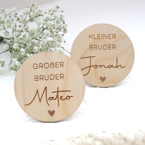 Personalisiertes Holzplättchen Großer Bruder/ Kleiner Bruder/ Große Schwester / Kleine Schwester