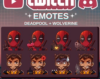Deadpool and Wolverine Emotes | Premade | Twitch | Discord | YouTube | Streamers