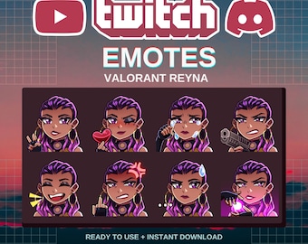 Reyna Valorant Emotes | Vorgefertigt | Zucken | Discord | YouTube | Luftschlangen