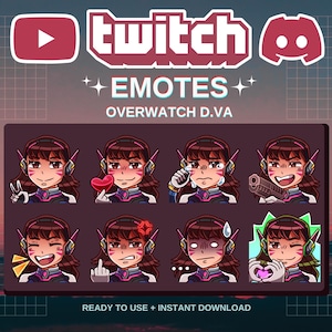 D.VA Overwatch-emoties | Kant-en-klaar | Twitch | Onenigheid | YouTube | Streamers