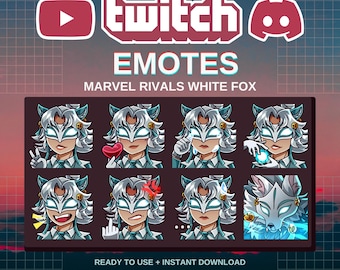 Emotes de White Fox para Marvel Rivals / Prefabricados / Twitch / Discord / YouTube / Streamers