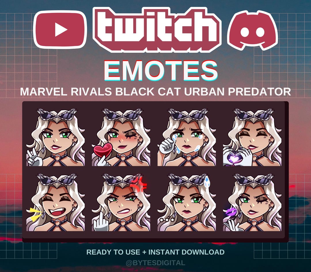 Predator Emotes Black Cat Urban Predator Marvel Rivals Emotes | Premade | Twitch ...