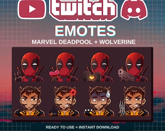 Deadpool and Wolverine Emotes | Premade | Twitch | Discord | YouTube | Streamers