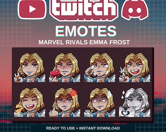 Emma Frost Marvel Rivals-emotes | Kant-en-klaar | Twitch | Onenigheid | YouTube | Streamers