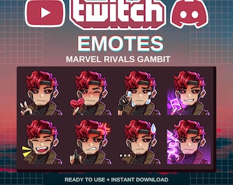 Gambit Marvel Rivals-emotes | Kant-en-klaar | Twitch | Onenigheid | YouTube | Streamers